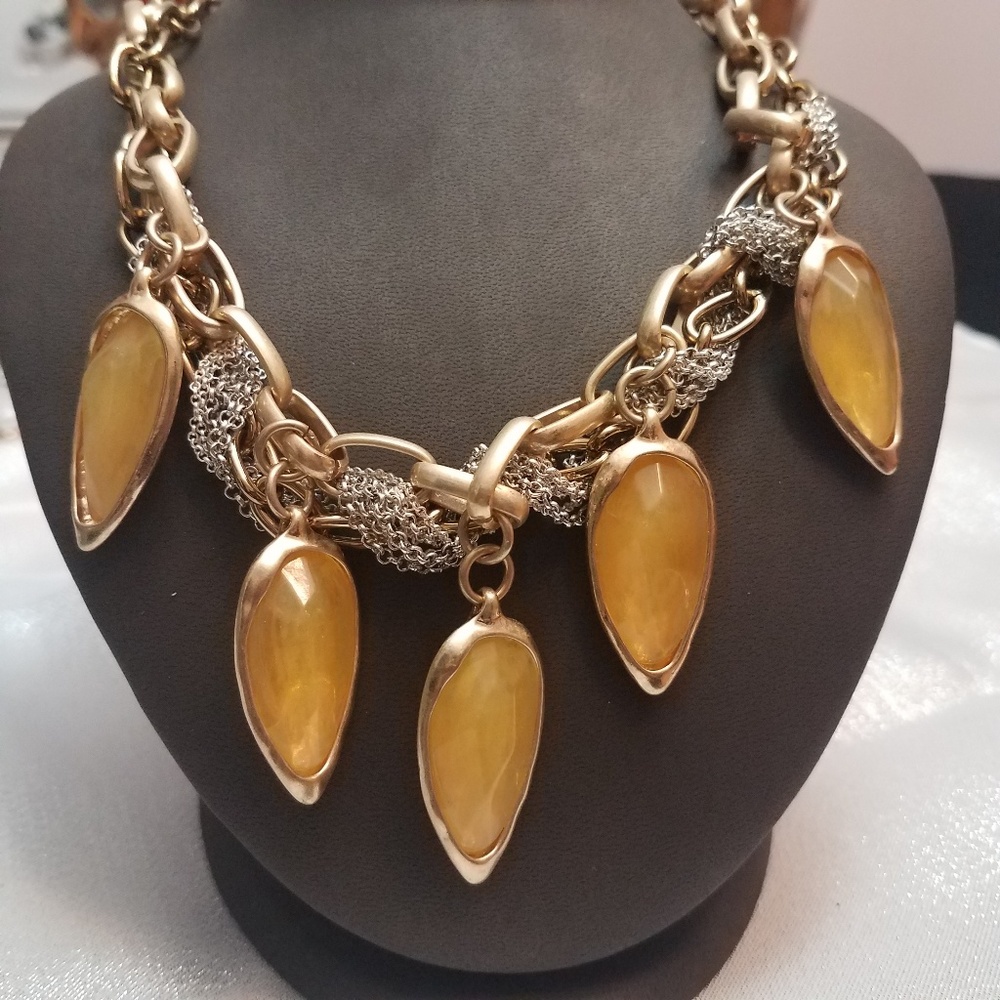 NWT chunky goldtone with golden yellow drop.